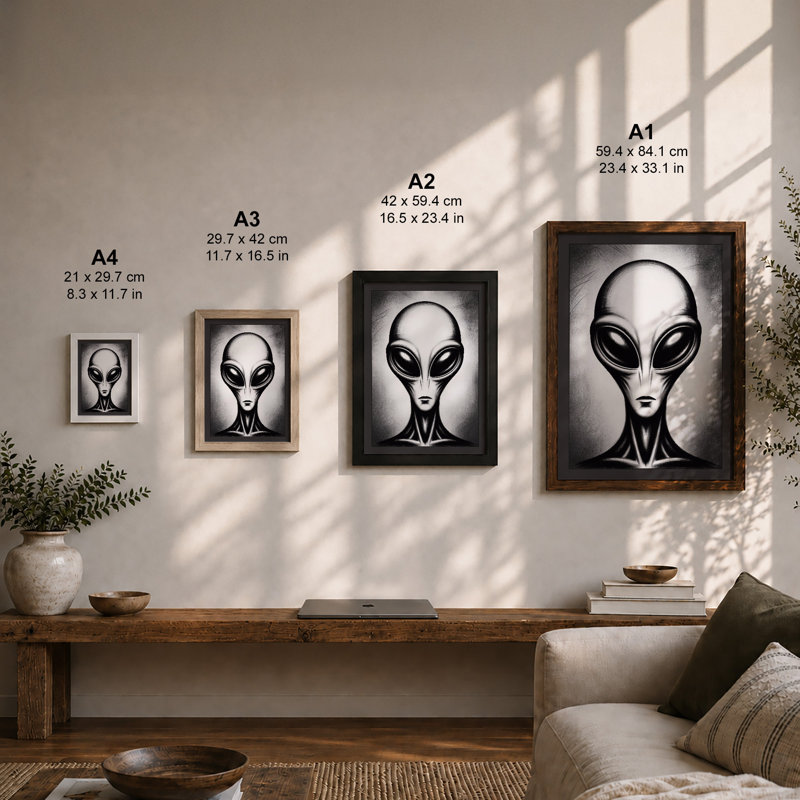 Alien Presence Modern - Print, A2 - 59.4 x 42.0 cm, Walnut
