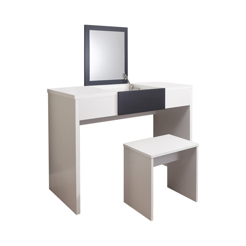 Harlow Dressing Table with Mirror, White / Black