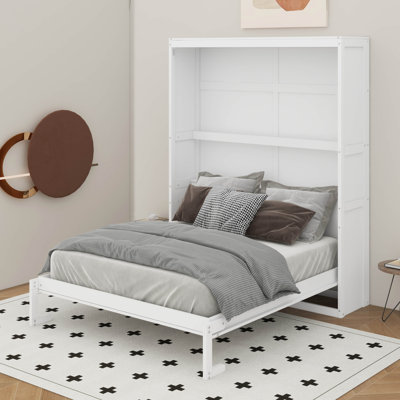 Grand lit escamotable mural avec tablettes