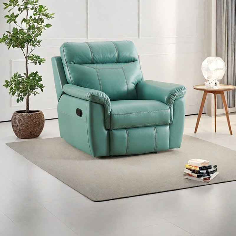 Ergonomically designed sponge lounge chair, Tiffany Blue Faux Leather