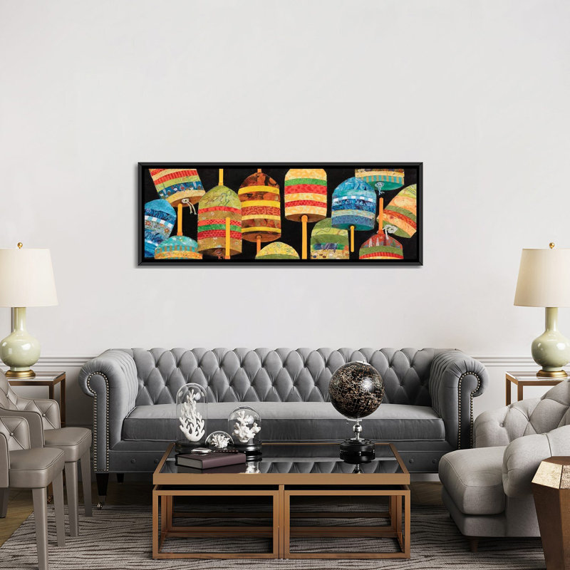 « bouée collage panel », reproduction sur toile, H 24 po x l 72 po x P 1,5 po, Toile avec cadre noir