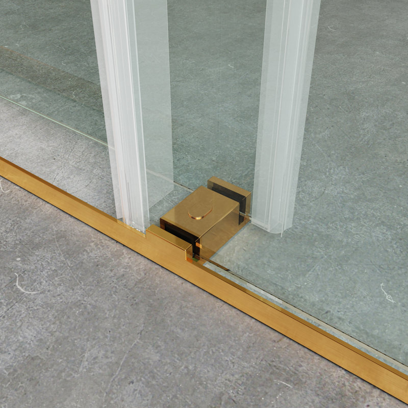 Opal Mirage MCOCOD 52"-54"W x 76"H Double Sliding Frameless Soft Close Shower Door with 3/8"(10mm)Clear Glass, Gold