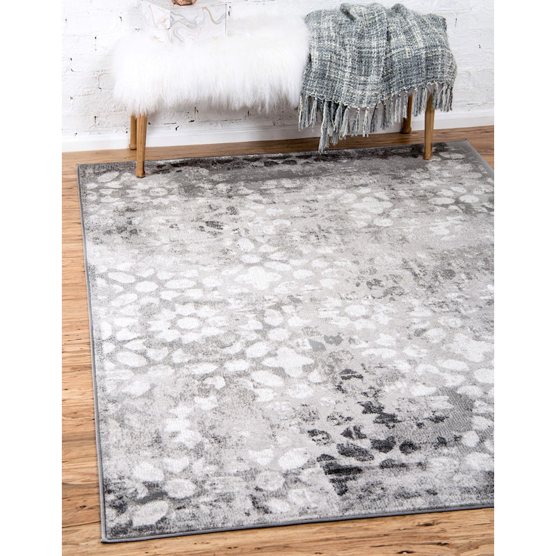 Tapis à motif oriental gris / fumée Ahron, Rectangle 6 pi x 9 pi