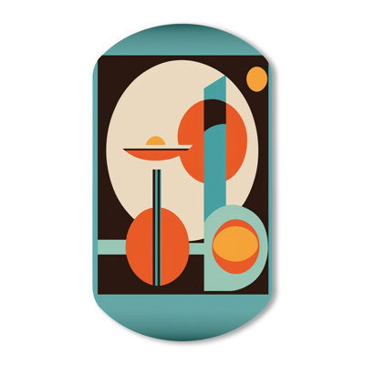 Vintage Mid-Century Graphics II - Modern Midcentury Cylinder Shape Assymterical Metal Wall Art