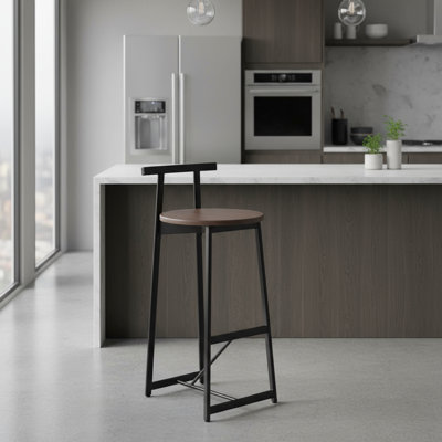 Tabourets de bar 3 pièces à hauteur de comptoir, disponibles en noir et brun noyer, avec dossier sans accoudoirs, à double usage comme chaises de salle à manger, pour îlot de cuisine