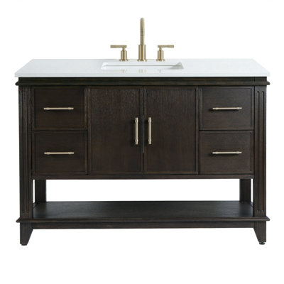 Meuble-lavabo simple à comptoir en quartz l 48 po Reece