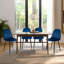 Ensemble de 2 chaises de salle à manger modernes en velours, chaises d'appoint rembourrées avec pieds en métal noir, chaises d'appoint confortables pour le salon, la chambre à coucher, le restaurant et la salle à manger, bleu foncé