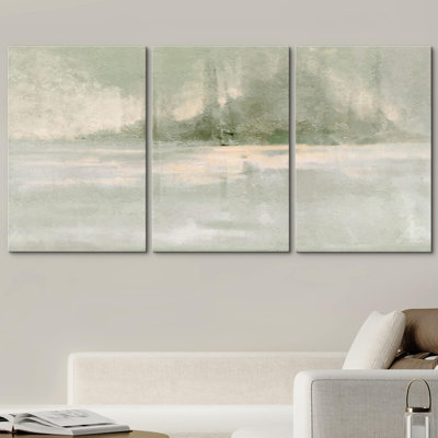 Minimal Landscape " Minimal Pastel Green Grunge Chic " 3 - Pieces