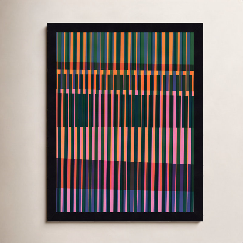 «Abstract Lines 17» par Beth Vassalo, impression sur bois encadrée, H 21 po x l 17 po, Noir