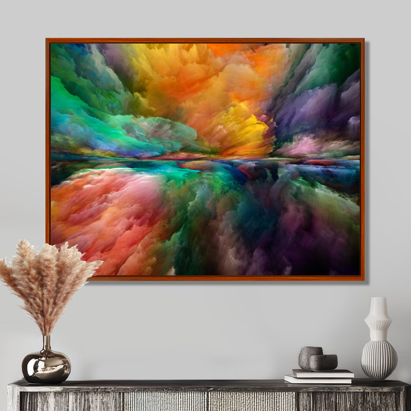 «Gerard Colorful and Dark Gradient Clouds», impression sur toile, H 12 po x l 20 po, Reproduction avec cadre flottant, Brun