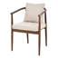 Ensemble de 2 chaises de salle à manger modernes du milieu du siècle avec accoudoirs incurvés, structure en fer noyer et revêtement en tissu beige