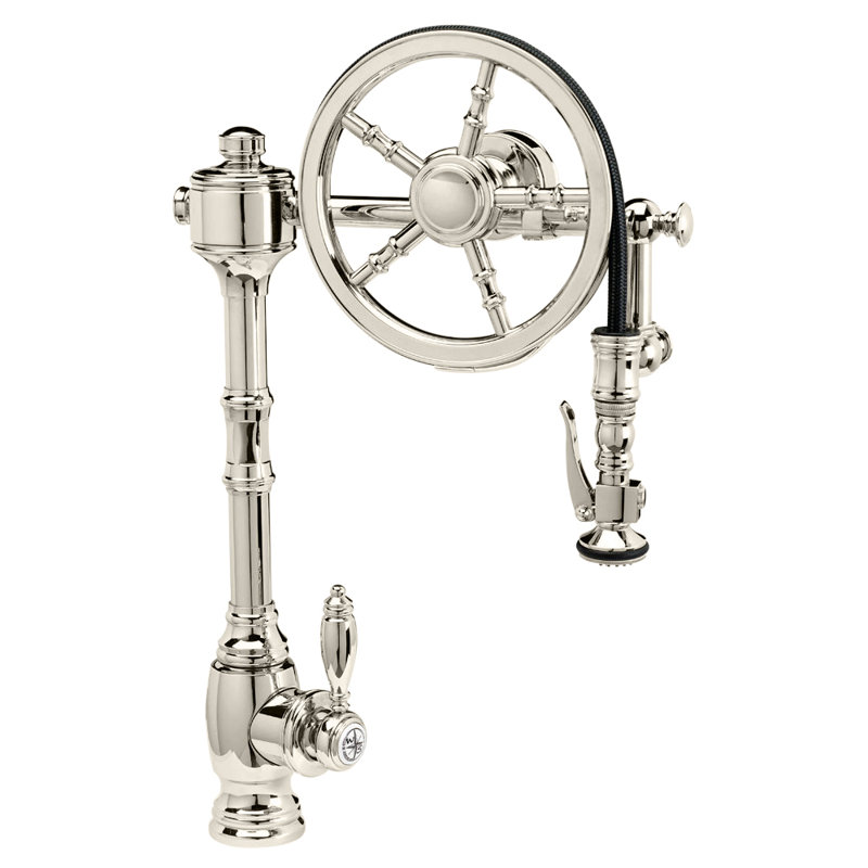 Wheel Pulldown Faucet, Polished Nickel