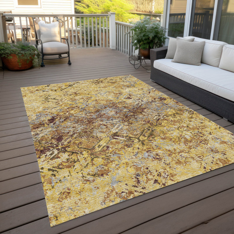  Mahaney Indoor/Outdoor Area Rug with Non-Slip Backing, Rectangle 3' x 5'