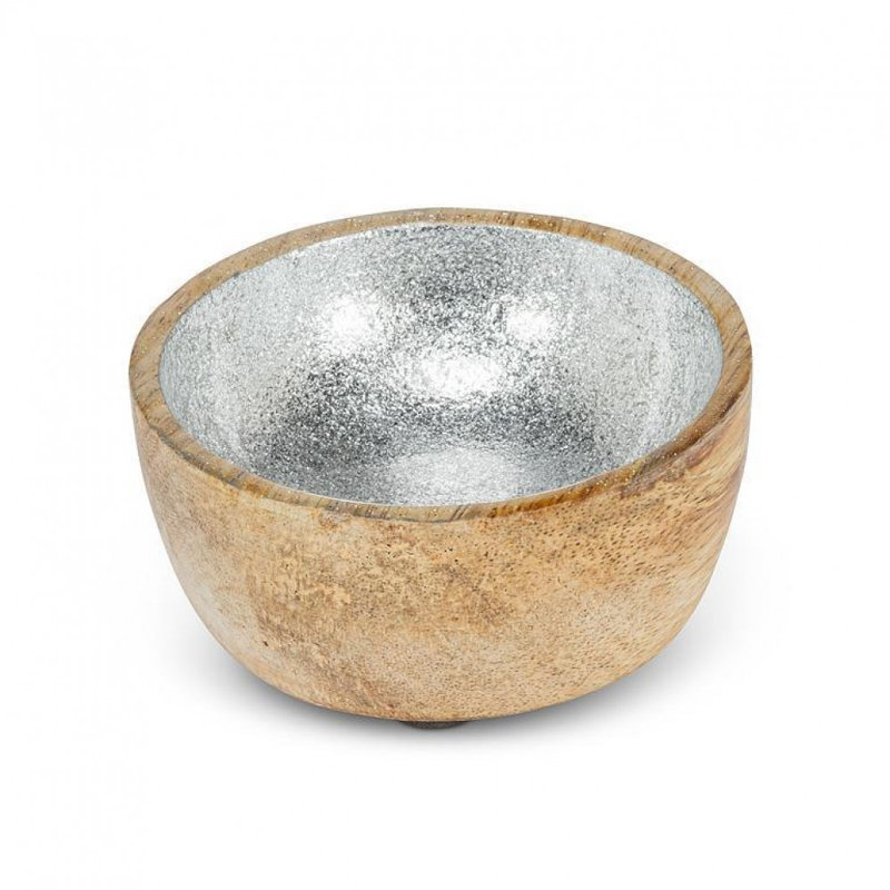 Petit bol en feuille métallique, Argent/Brun