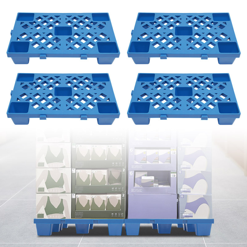 4Pcs Pallets, Moisture-Proof Floor Pallet, Breathable Grid Pallets