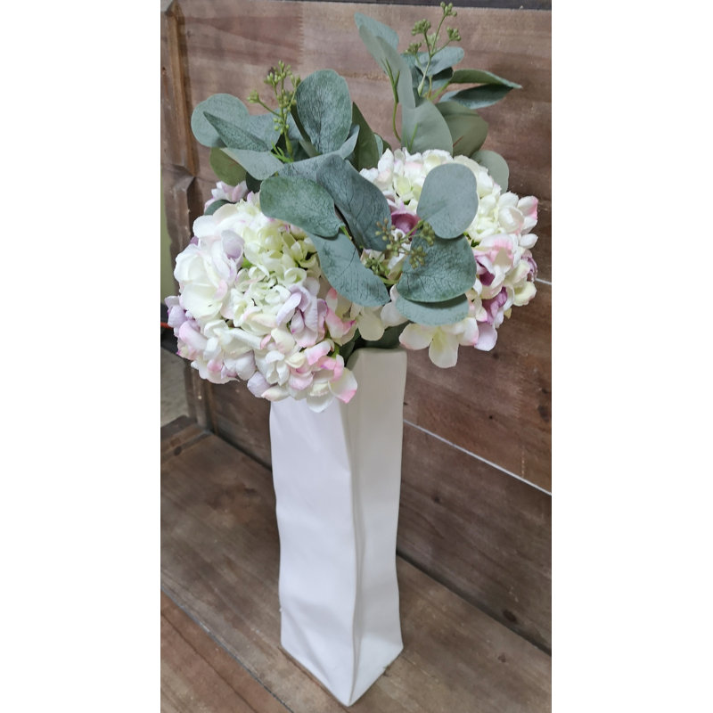 Ensemble 4 pièces de hortensia et eucalyptus, Rose