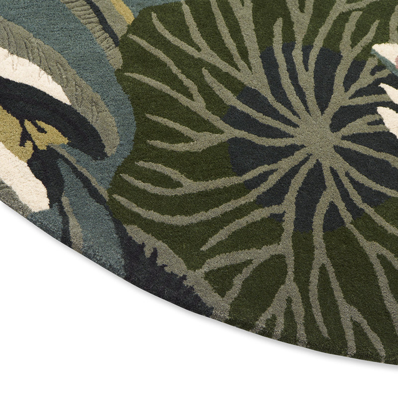 Hand Tufted Wool Floral Area Rug, Round 4'11"