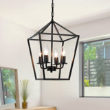 Carlon 4 - Light Black Dimmable Cage Chandelier Pendant Light Adjustable Height