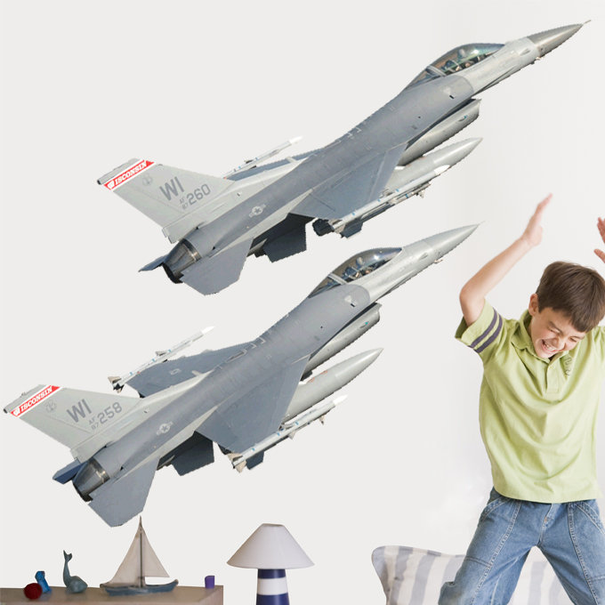 Adhésif décoratif double F-16 'Fighting Falcons, H 15,5 po x l 48 po