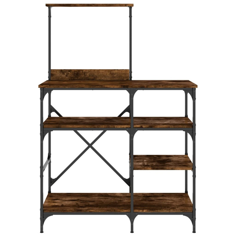 Baker's Rack 90X40x132 Cm Engineered Wood And Metal, Smoked Oak