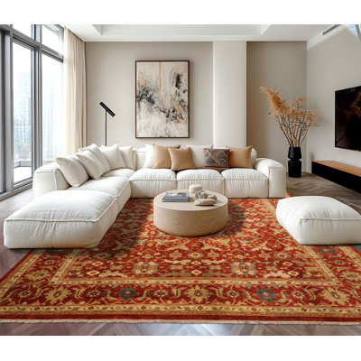 Tapis oriental rouille traditionnel en laine noué à la main 9 pi 9 po x 13 pi 10 po