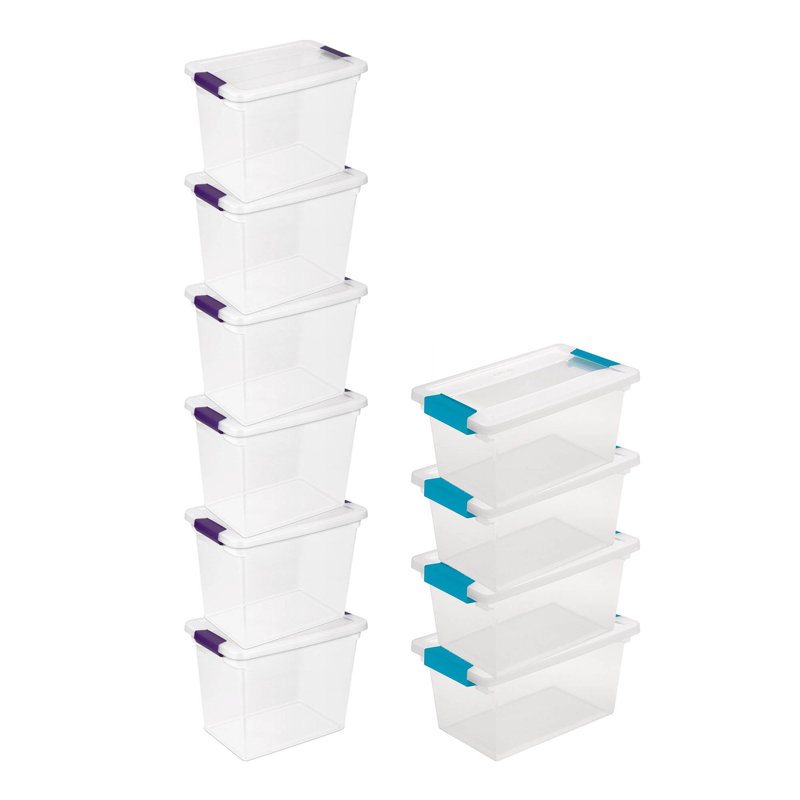 Sterilite Miniature Clip Storage Box, 6 Pack, & Medium Clip Storage Box, 4 Pack, 12.7" H x 11.1" W x 17" D