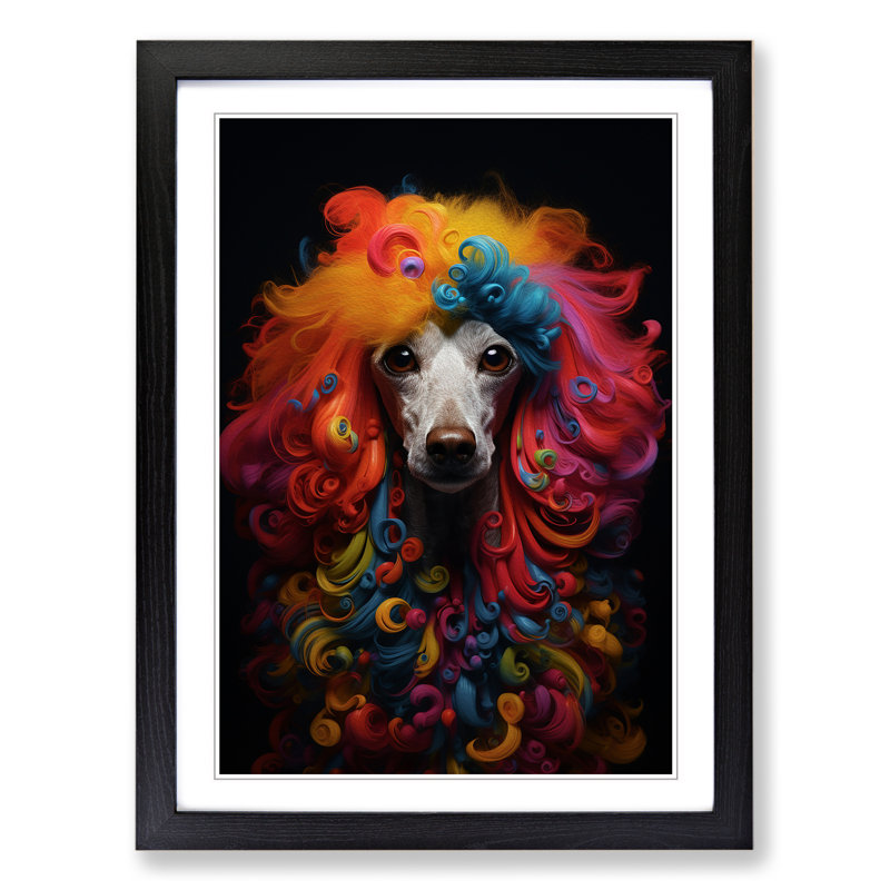 Poodle Conceptual - Single Picture Frame Print on Wood, 64" H x 46" W x 2" D, Black