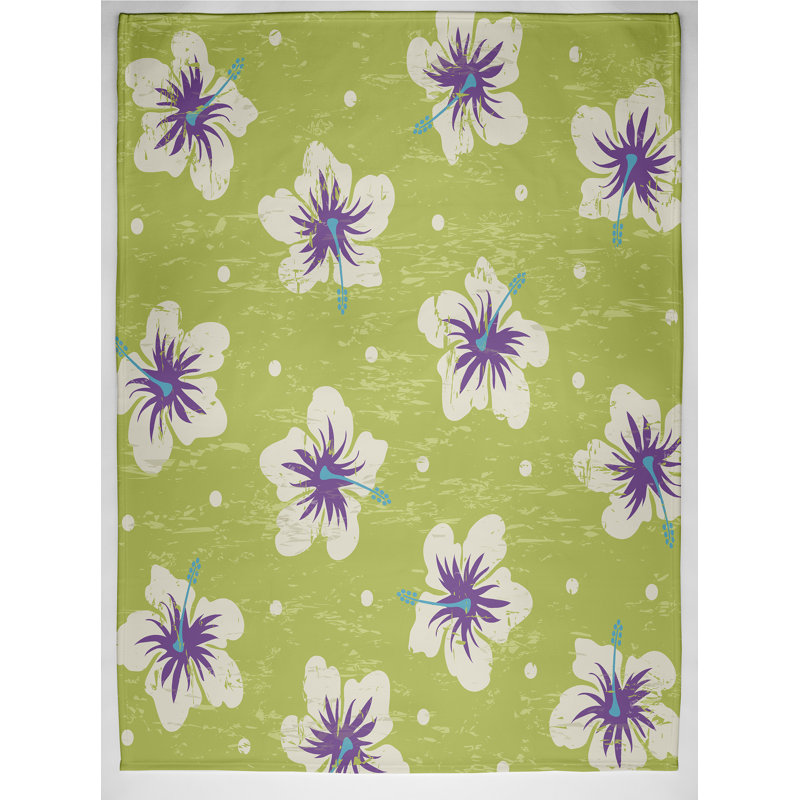 Tashi Plain Weave / Muslin Throw Blanket, Green/White/Purple