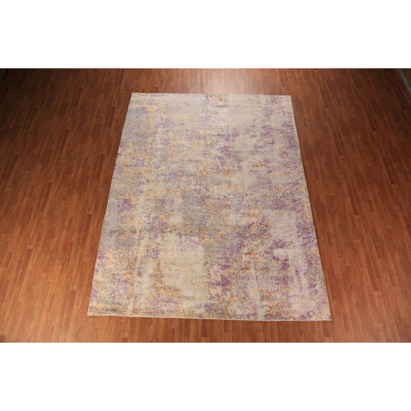 Tapis indien moderne en laine 11 pi 9 po x 8 pi 11 po Modern