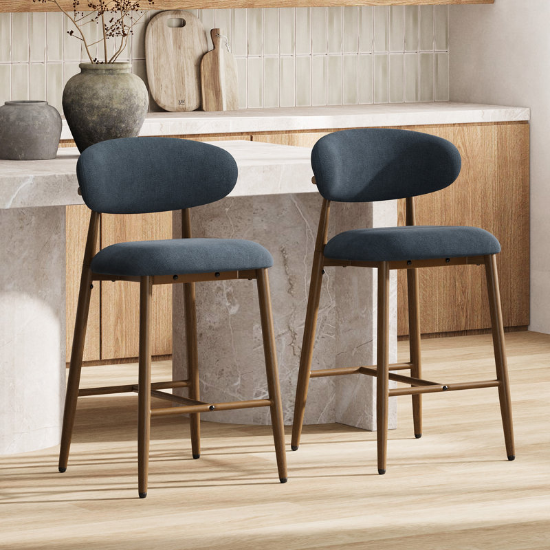 Tabouret de comptoir rembourré Westhampton, 2, Bleu