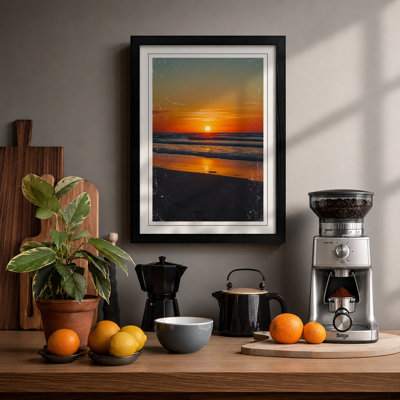 Sunset Over Water Coastal - Framed Print