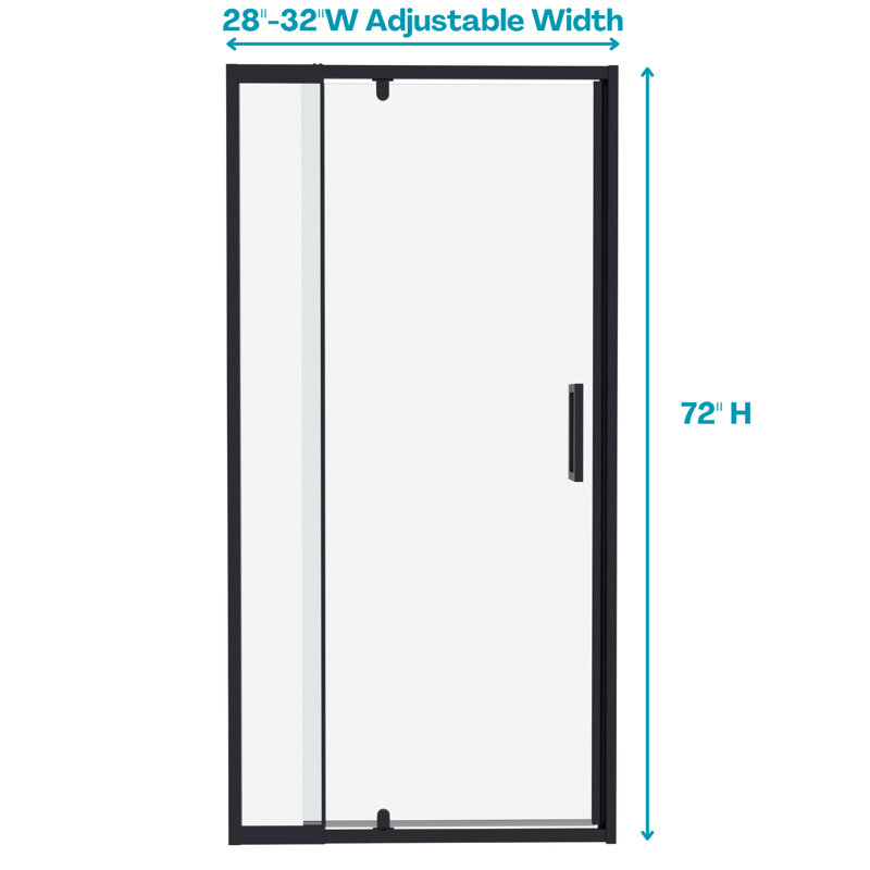 Matte Black Framed Pivot Shower Door with Clear Glass