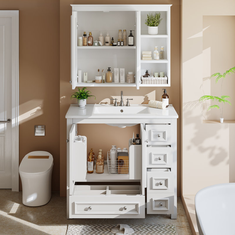 Ensemble de meuble-lavabo et d'armoire à pharmacie 36 po, lavabo en céramique inclus