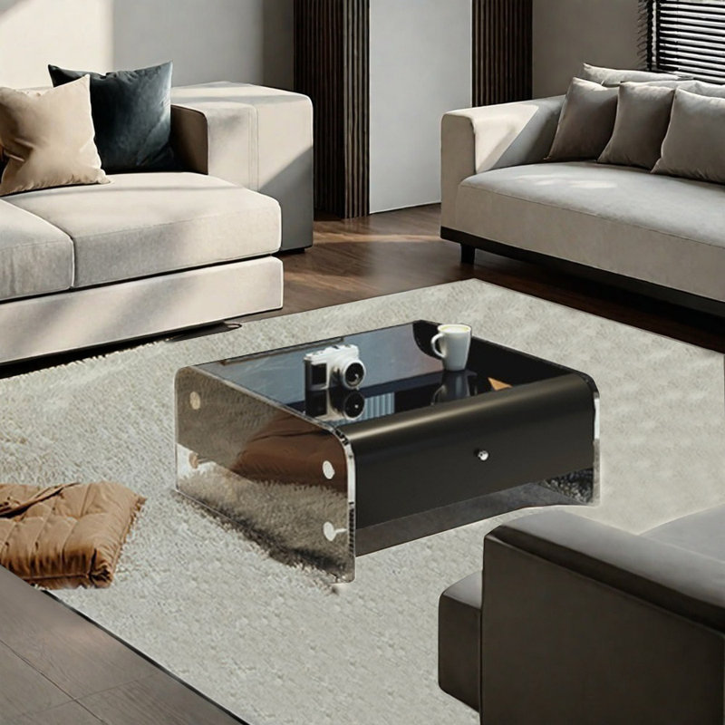 American style minimalist coffee table, 12.6" H x 27.56" L x 27.56" W