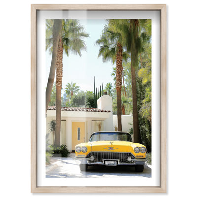 Yellow Classic Stands Tall Shadowbox Print Coastal Art Prints by Notoriart, Blonde Frame, 21 x 31