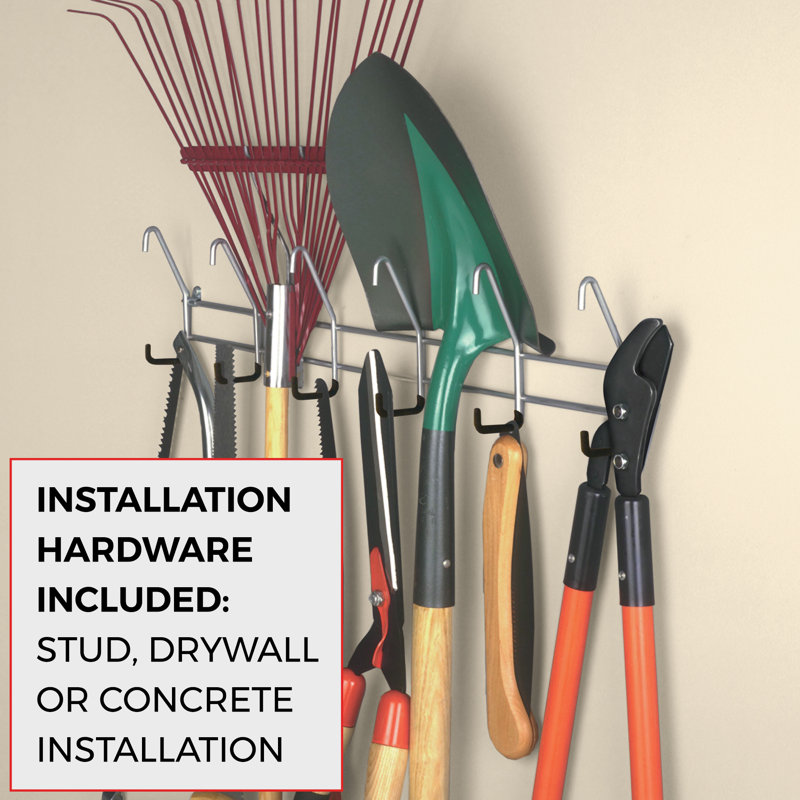 Garage 6-Hook Long Handle Tool Hang-Up