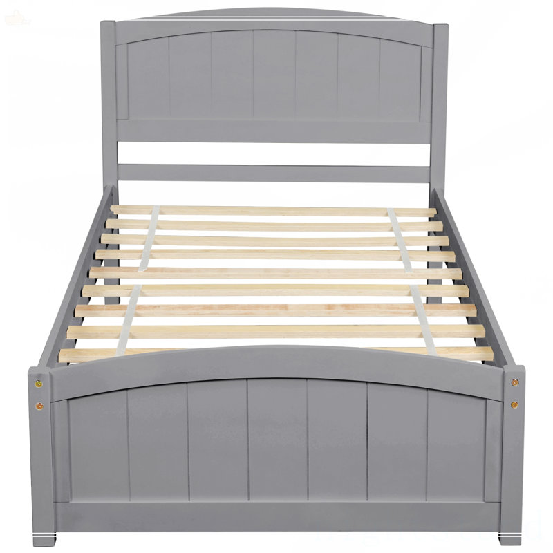 Lit plateforme en bois avec tête de lit, Gris