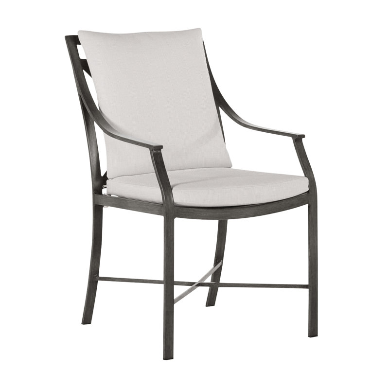 Monaco Patio Dining Armchair with Cushions, Slate Gray, Snow Sunbrella® Linen, No Welt