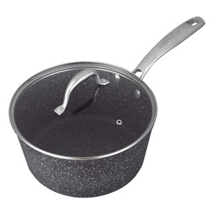 Poêle à sauces en granite ultra anti-adhérent en granite avec couvercle en verre master pan masterpan