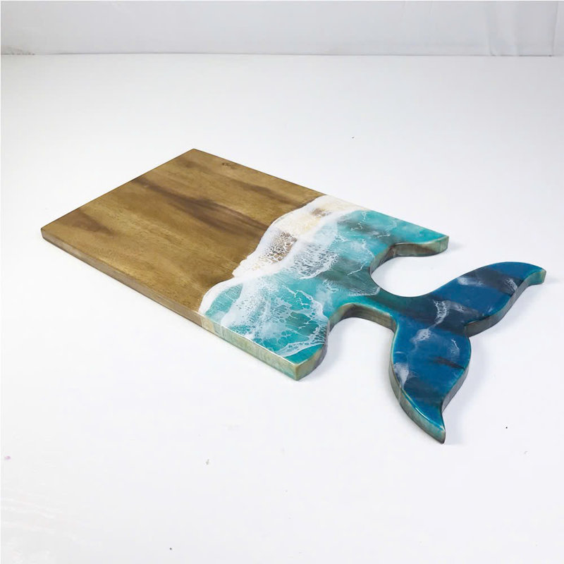 Planche de sirène en acacia Vwoox avec vagues de l'océan