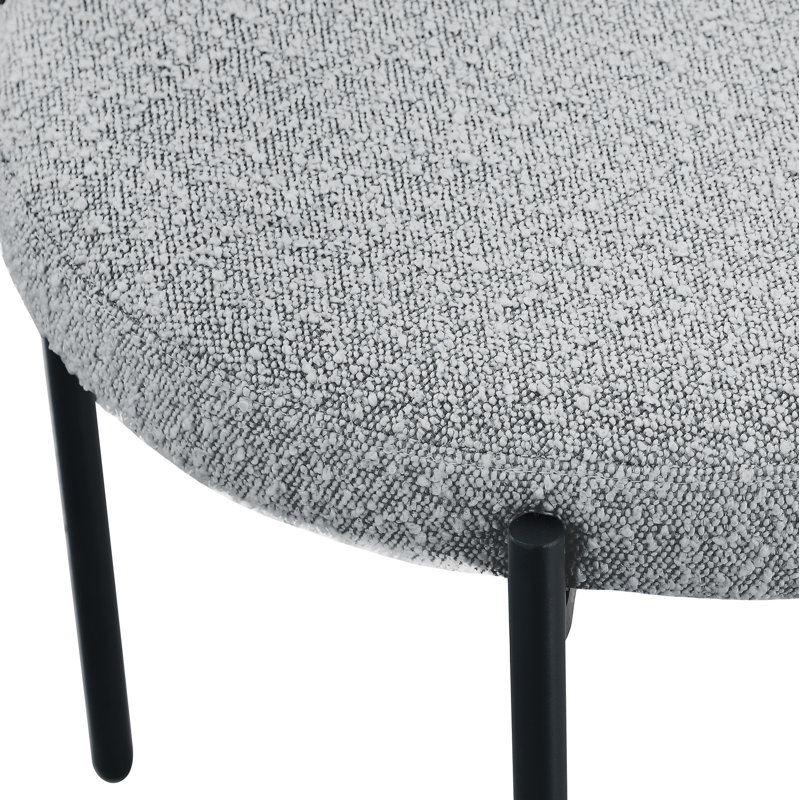 Chaise d'appoint Sherwood, Bouclé gris, Noir mat