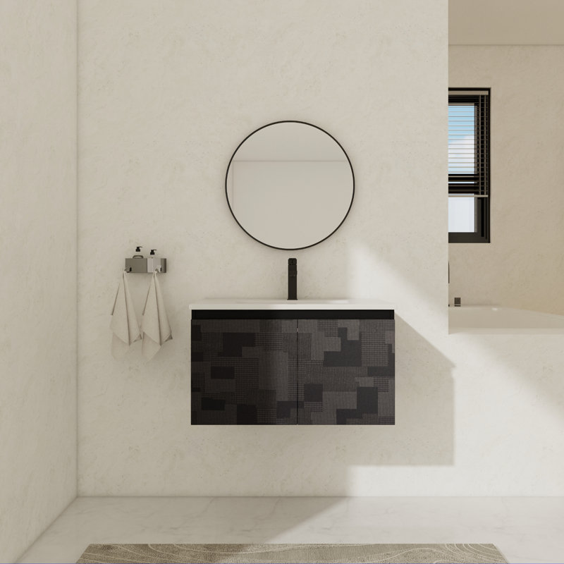 Meuble-lavabo simple 30 po avec plateau en céramique Nyauna