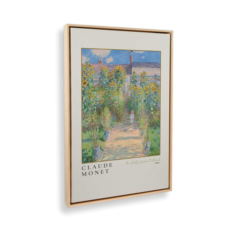 Le jardin de l'artiste par Monet v3, H 12,75 po x l 8,75 po, Cadre américain en érable flottant