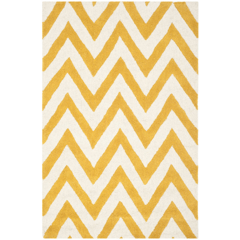 Nero Chevron Wool Hand Woven Area Rug, Rectangle 122 x 183 cm