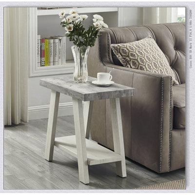 Athens Contemporary Two-Tone Wood Shelf Side Table in Weathered Gray and Beige