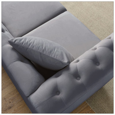 Velvet Chesterfield Sofa With Rolled Arms, Tufted Design, And Nailhead Trim For Elegant Living Spaces