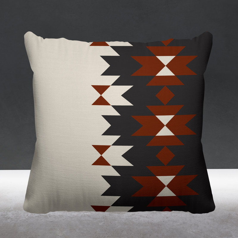Coussin décoratif intérieur / extérieur Shako Southwestern, Orange brûlé, L 17 po x H 17 po