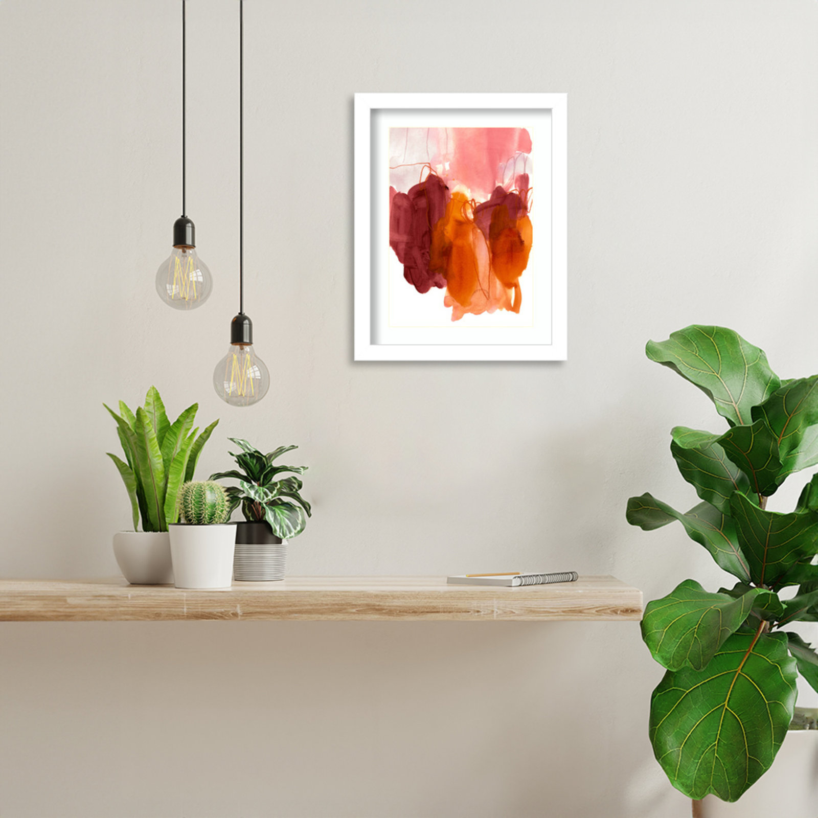 Orelia "Abstract Painting X" Print, White, 13" H x 11" W