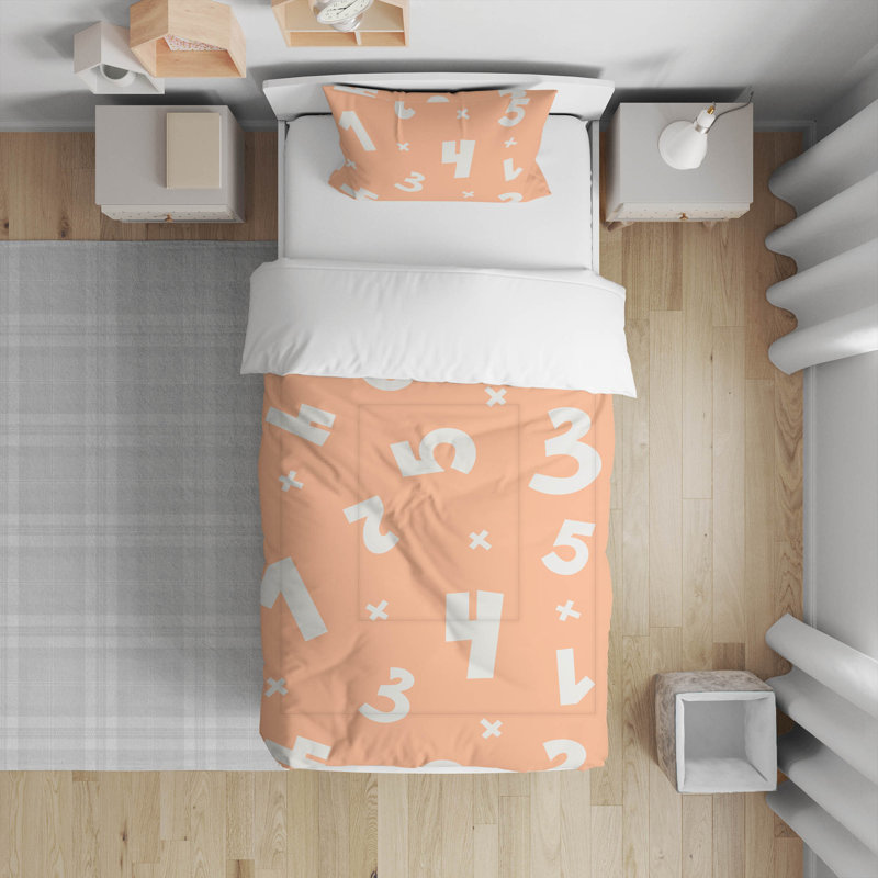 Numbers Decorative Lightweight Comforter Set, Peach