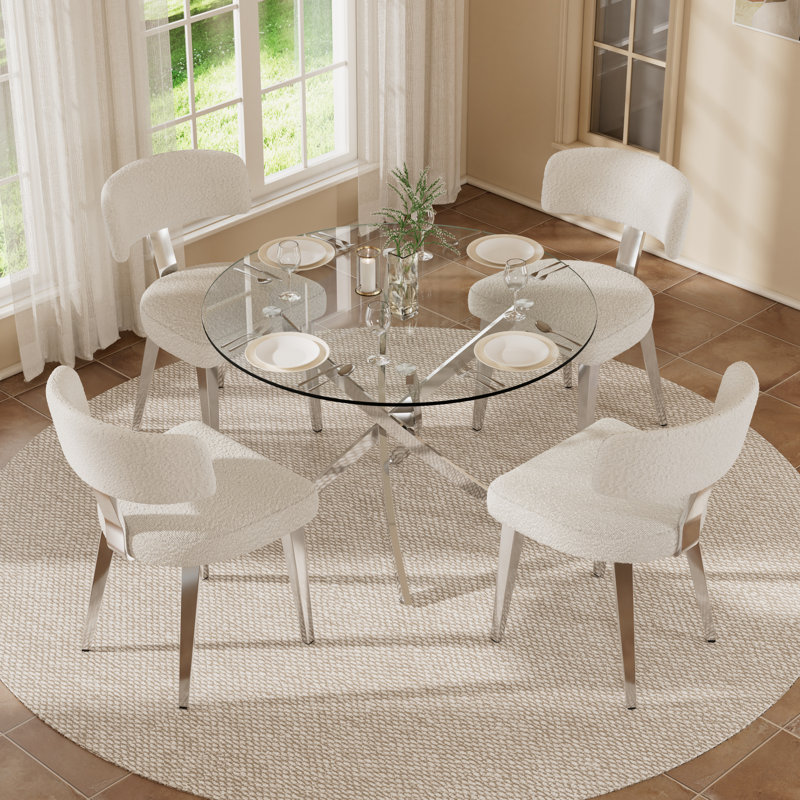 Ensemble de salle à manger à piédestal, Blanc, 5, H 29,5 po x L 36 po x l 36 po